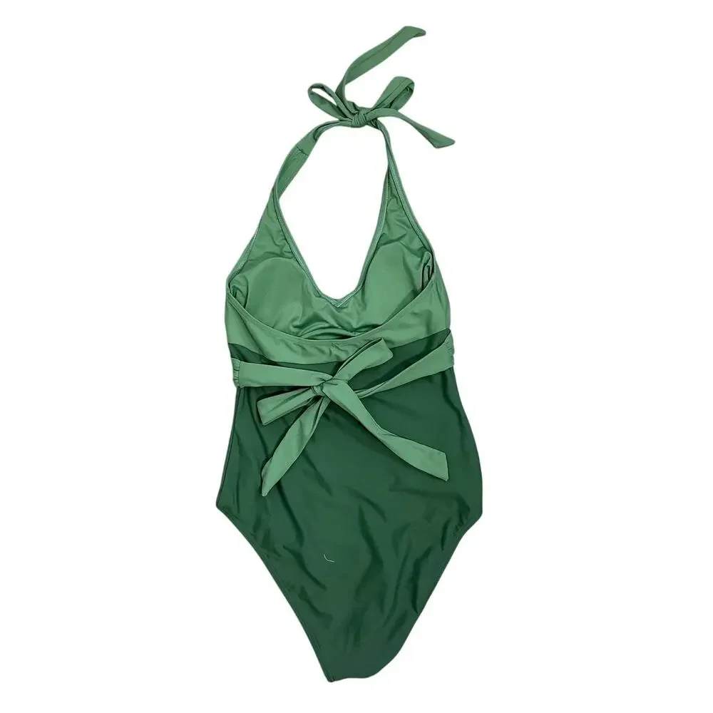 Cupshe Ruched Twist-Front Halter One Piece Swimsuit in Green - Picture 7 of 10